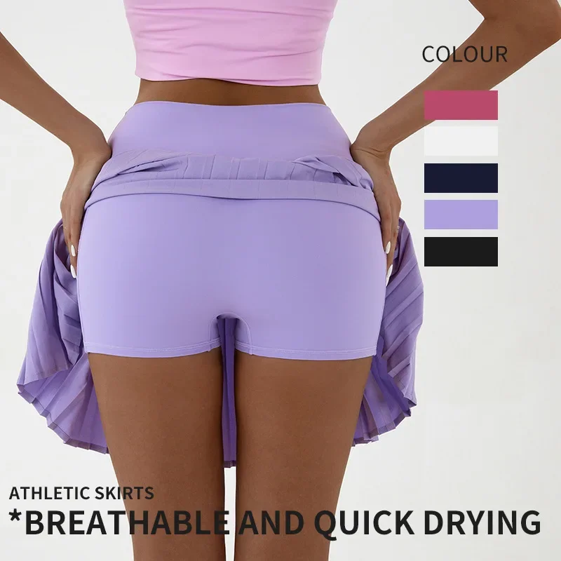 

Tennis Pocket Shorts Skirt Golf Wear Women Training Pleated Yoga Breathable Beach High Waist Gym Running Dry Fit Fitness