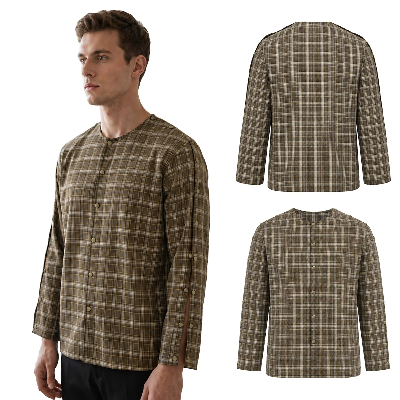 Men Women Special Needs Adaptive Clothing Hand Fracture Post-surgery Recovery Tops Long Sleeve Press Buttons Tear Away Shirt