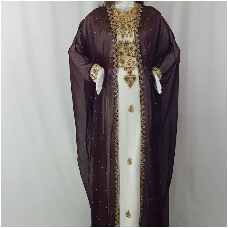 Wine red Kaftans Farasha Abaya Dubai Morocco Very Fancy Dress European and American Fashion Trend