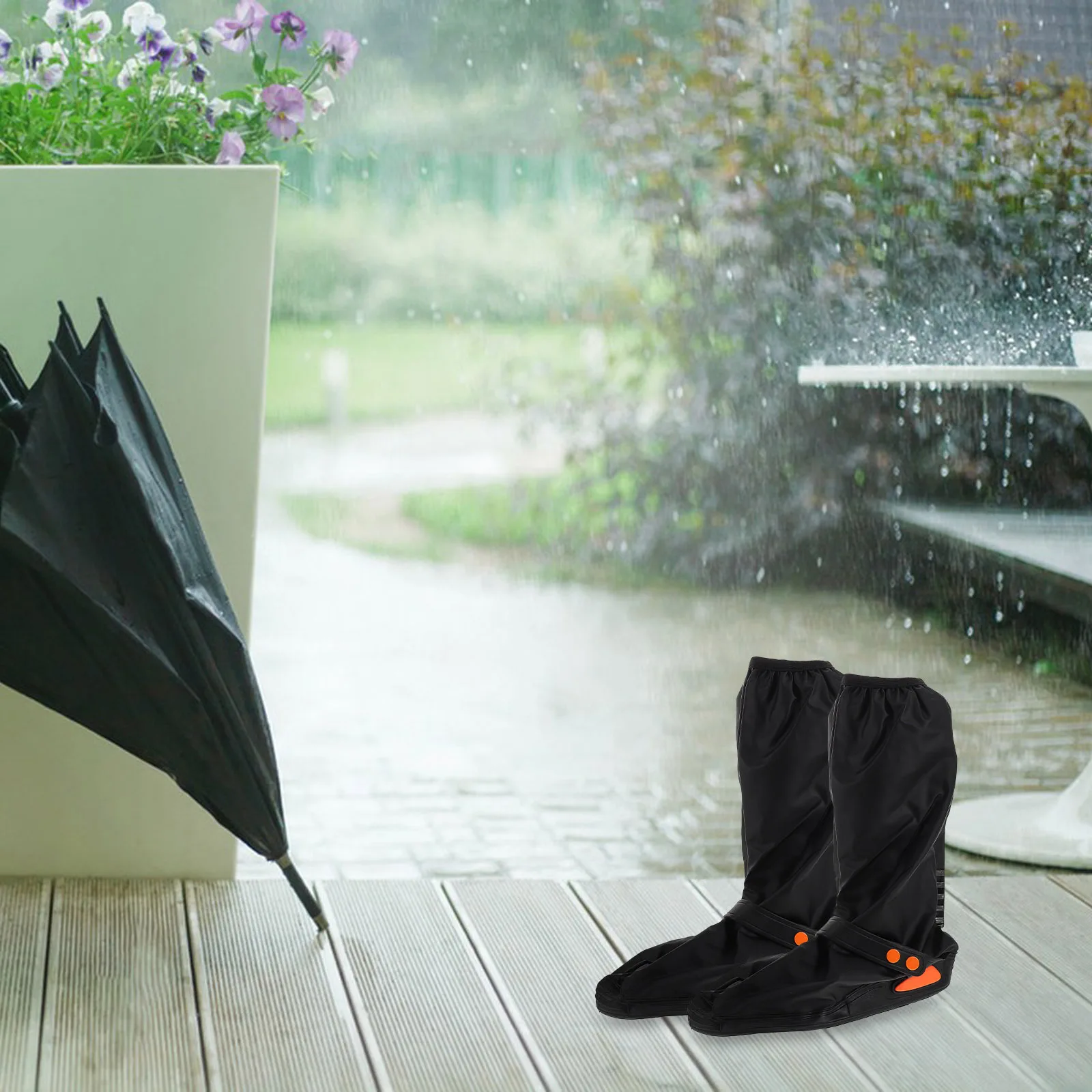 زوج واحد من أغطية أحذية ركوب الدراجات المقاومة للماء، معدات المطر، نعل عالي مضاد للانزلاق، مادة متينة للمشي في الهواء الطلق #2