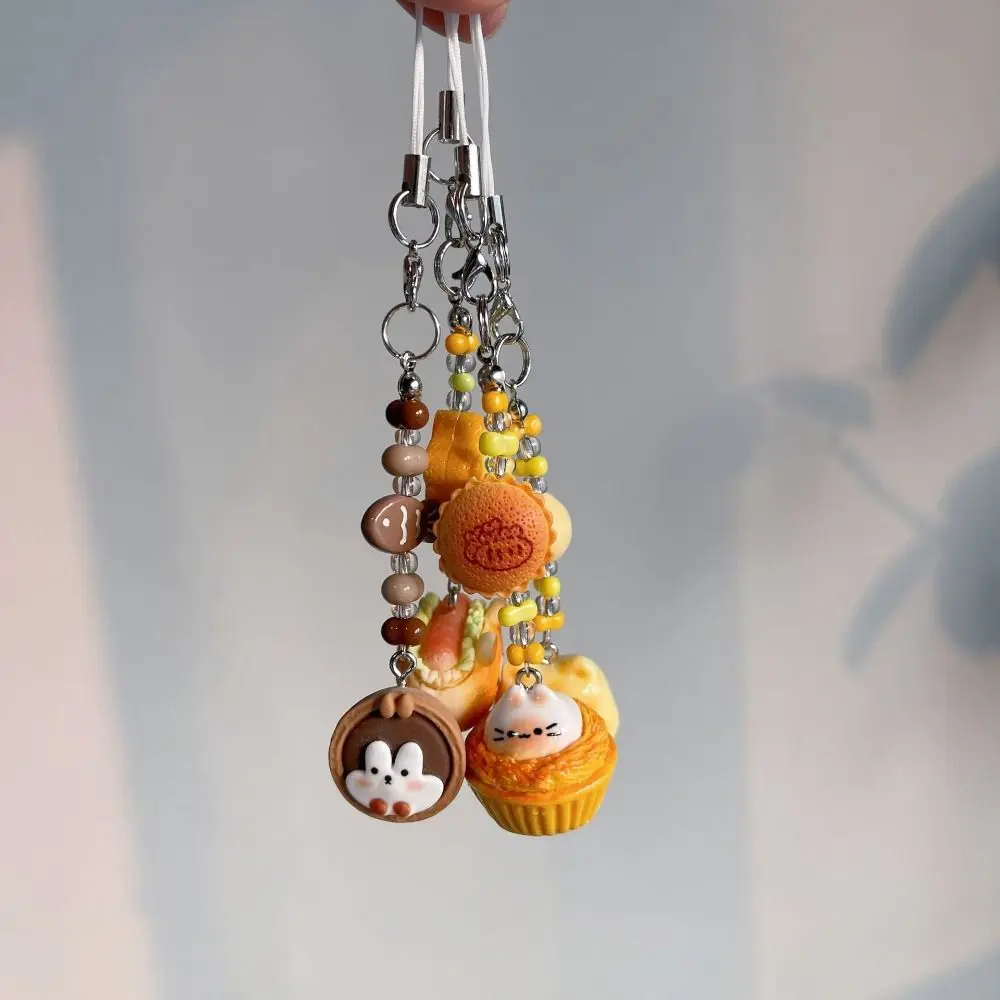 Kawaii Cartoon Biscuit Hamburger Keychain Creative Fashion Animal Pendant Keychain Bag Hanging Decoration Bag Phone Accessories