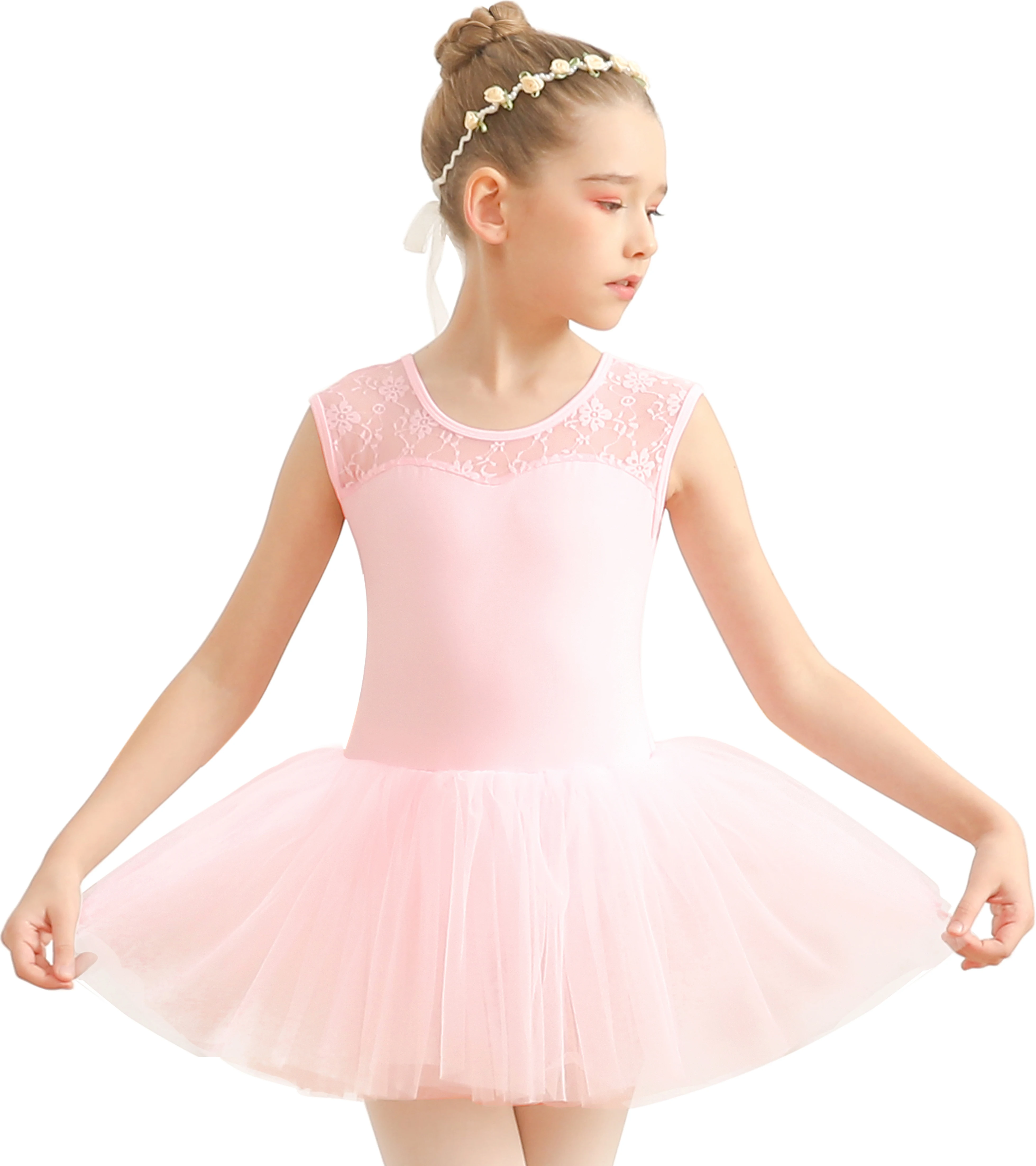 Ballet Lace Cap Sleeve Leotard Tank with Tutu Skirt for Dance Gymnastics (Toddler/Little Girl/Big Girl)