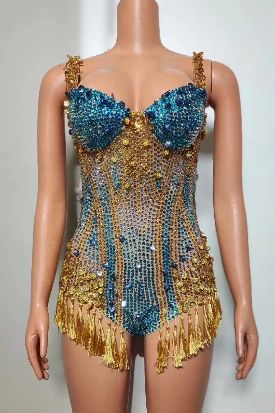 NONE Fringe Rhinestone Performance Bodysuit 4