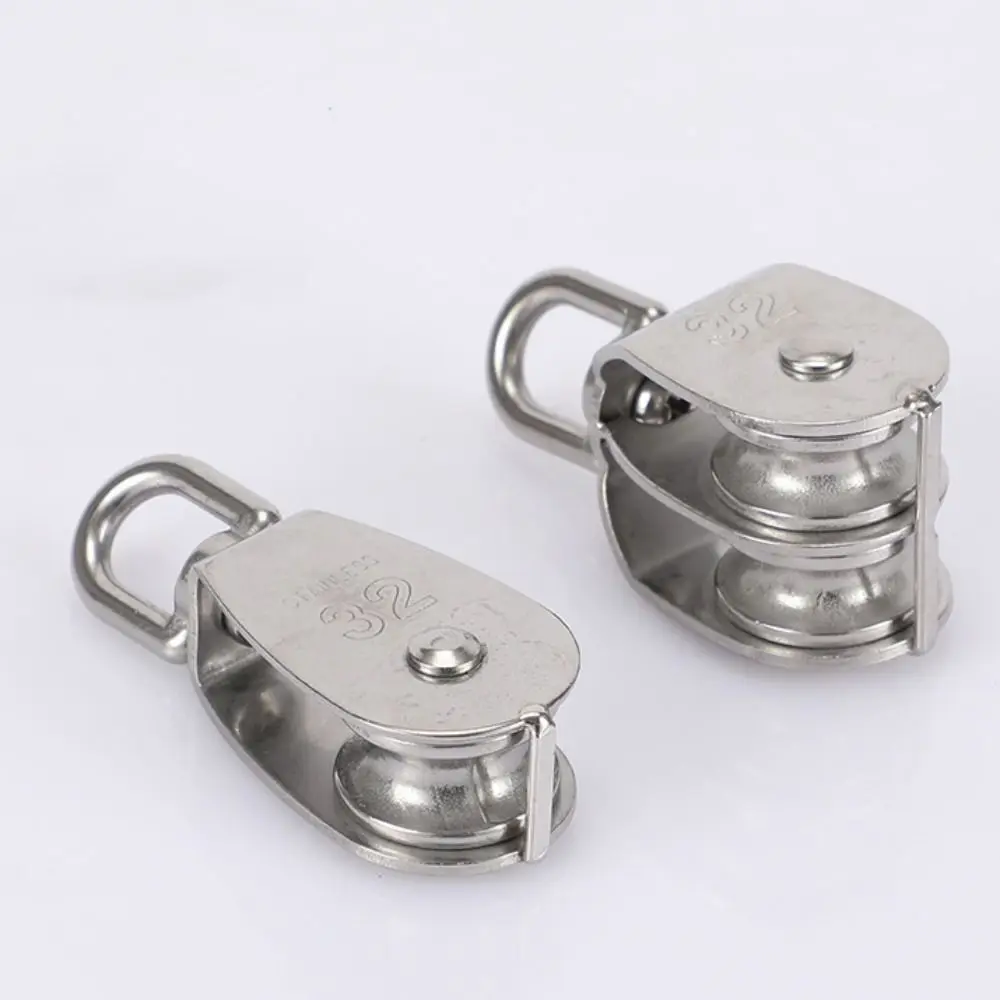 Load-Bearing M15/20/25 Fixed Pulley Swivel 304 Stainless Steel Groove Pulley Heavy Duty Detachable Pulley Block Tool Crane