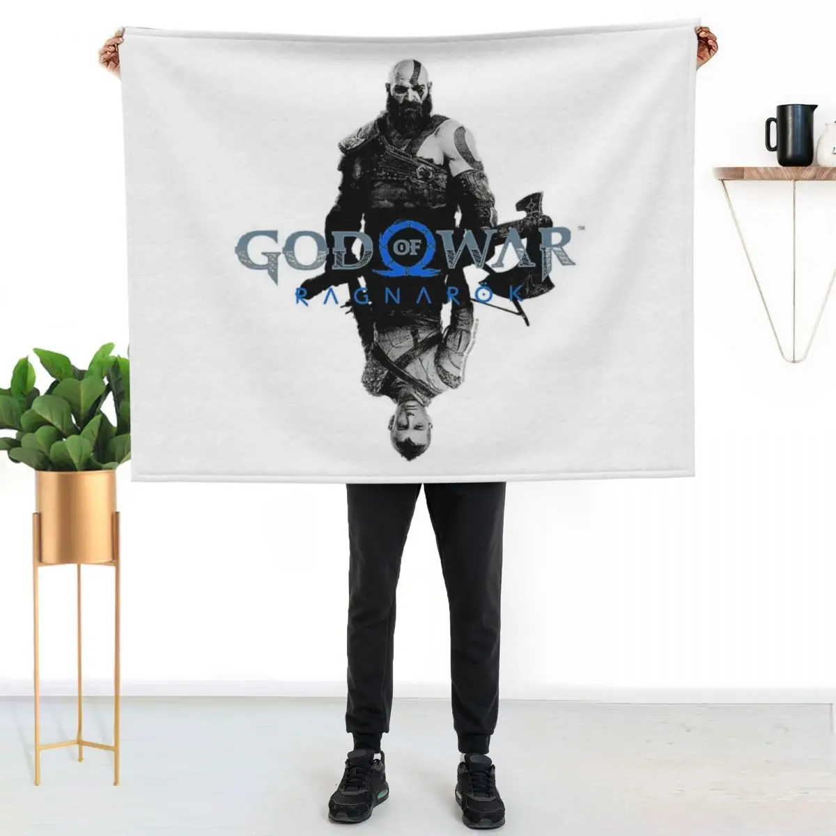 God of War_ Ragnarok Kratos and Atreus Throw Blanket Summer Cool Breathable Blanket for Sleeping