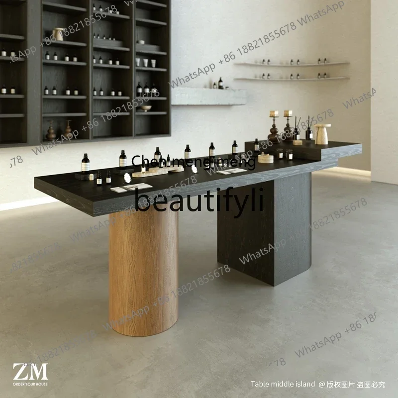 New arrive cnFragrance Shop Center Island Table Fragrance Mixing Table Candle Flowing Water Table Wooden Combination