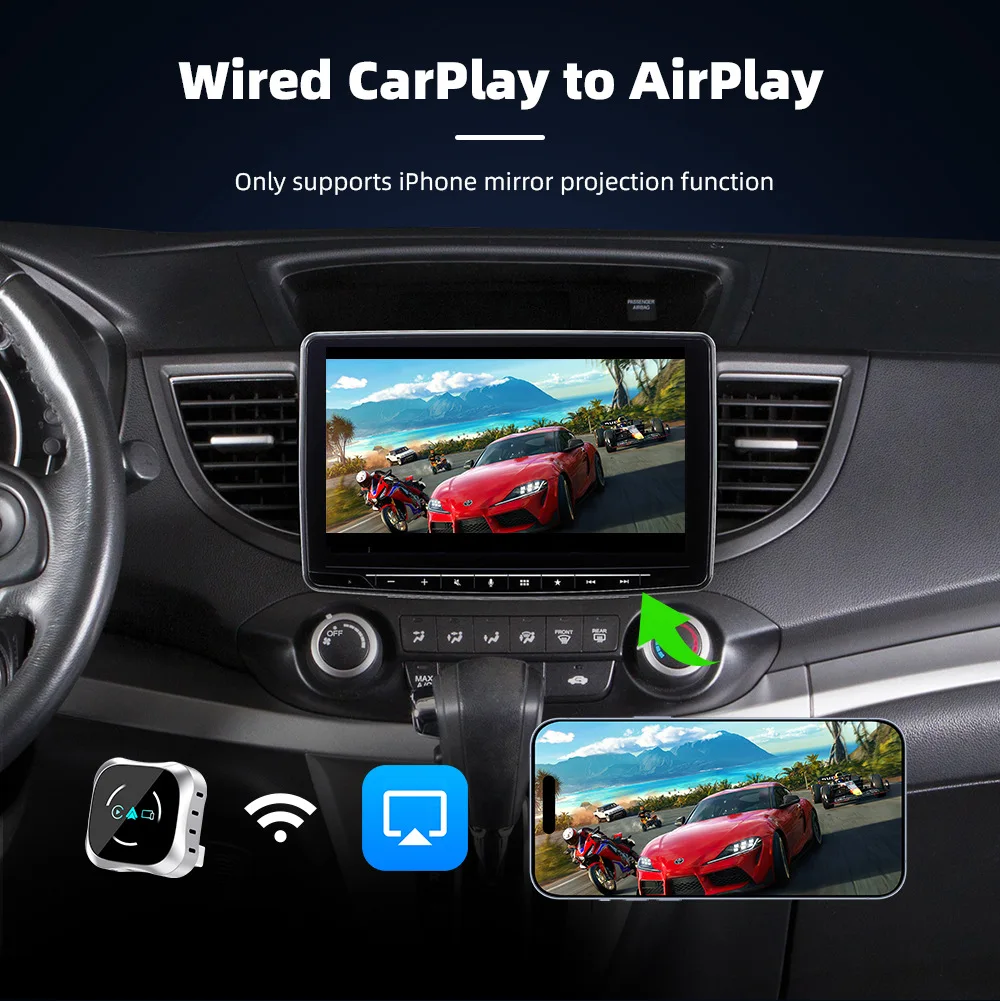 4 In1 CarPlay Android Auto AirPlay Mirror Link Stable Bluetooth Adapter Wired To Wireless for Volvo Benz Mg Kia