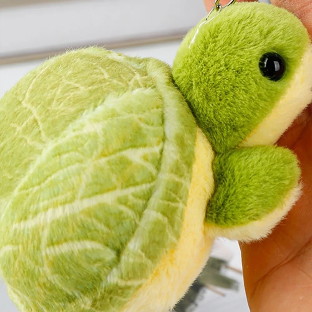 LLavero de peluche con textura vegetal, viñetas de animales, llavero de tortuga de peluche, llavero de muñeca de tortuga verde suave de algodón, regalo para pareja