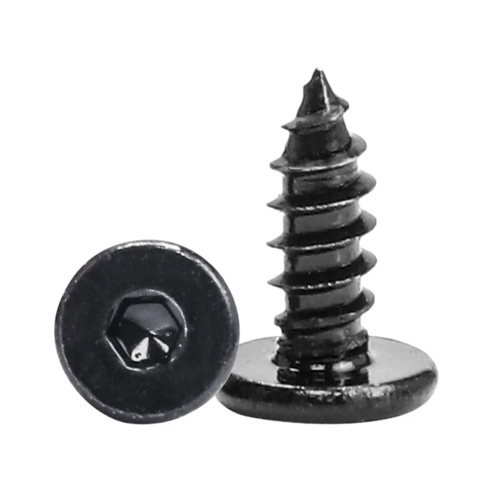 Allen Socket Ultra-Thin Flat Wafer Head Self Tapping Black Screw Stainless Steel M2 M2.6 M3 M4 M5 M6 M8 Hex Low Head Wood Screws