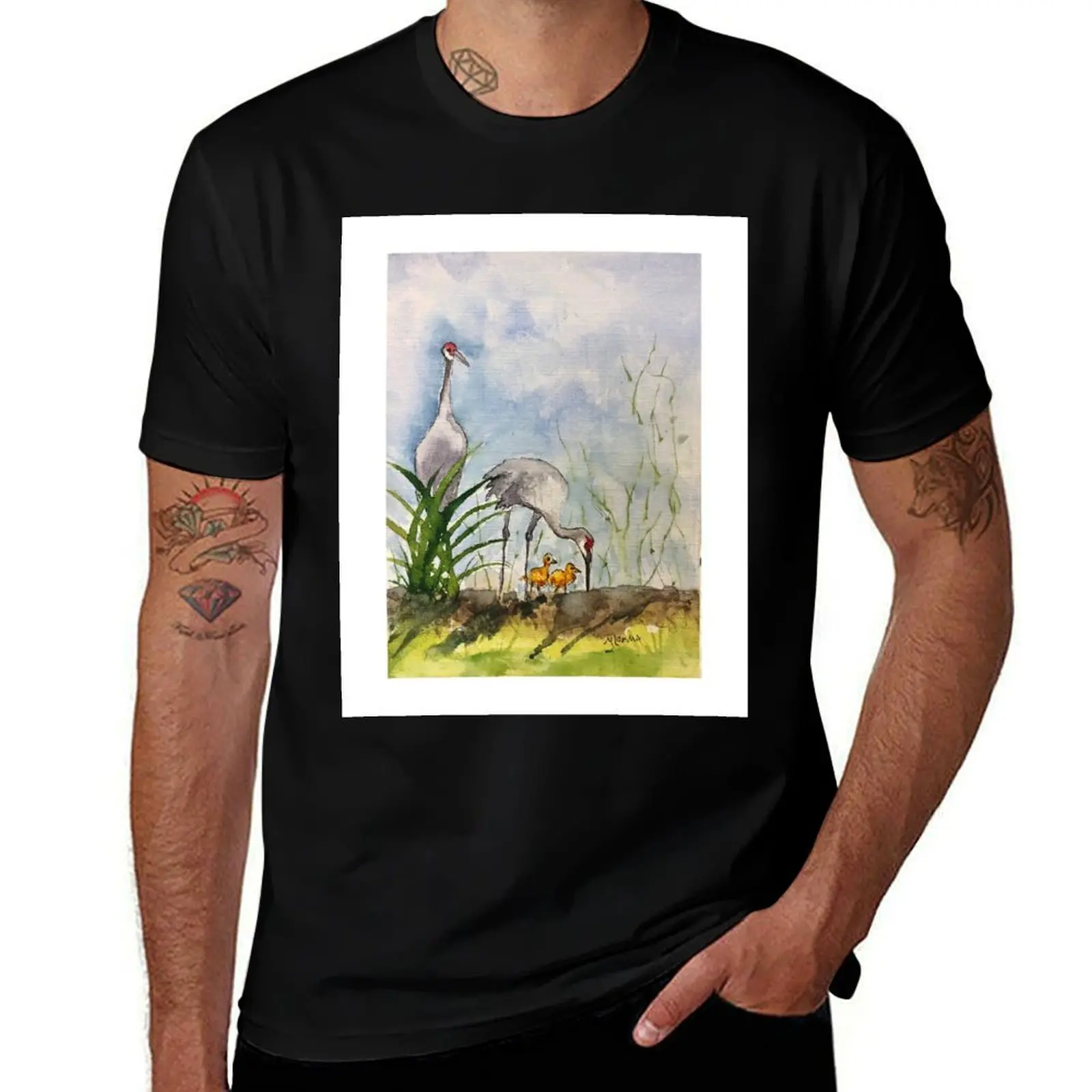 

Sandhill Crane Family T-Shirt blue archive graphic t shirts workout shirts for men