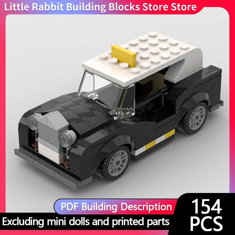 Speed Racing Car Model MOC Building Bricks Oldtimer Modification Taxi Modular Technology Children Holiday Gift Assemble Toy Suit