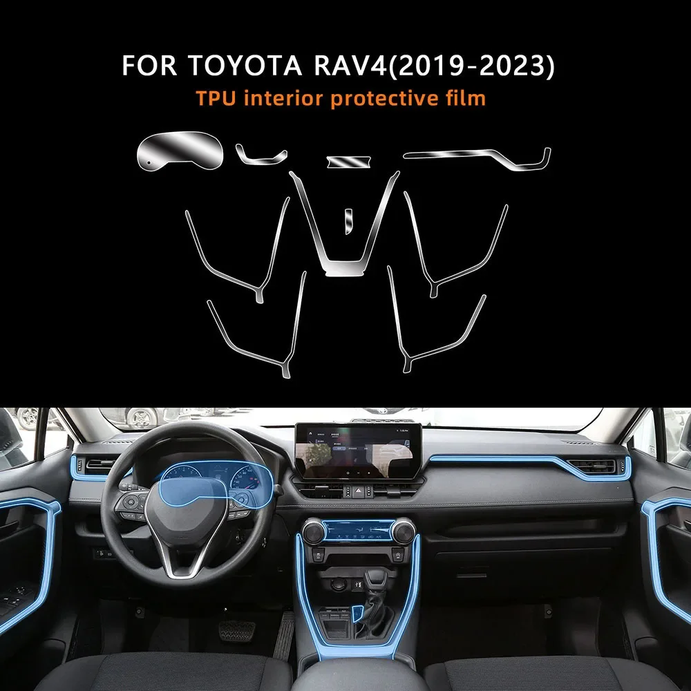 

Для TOYOTA RAV4 2019-2023 салон автомобиля, центральная консоль, прозрачная защитная пленка из ТПУ, ремонтная пленка против царапин, аксессуары для ремонта