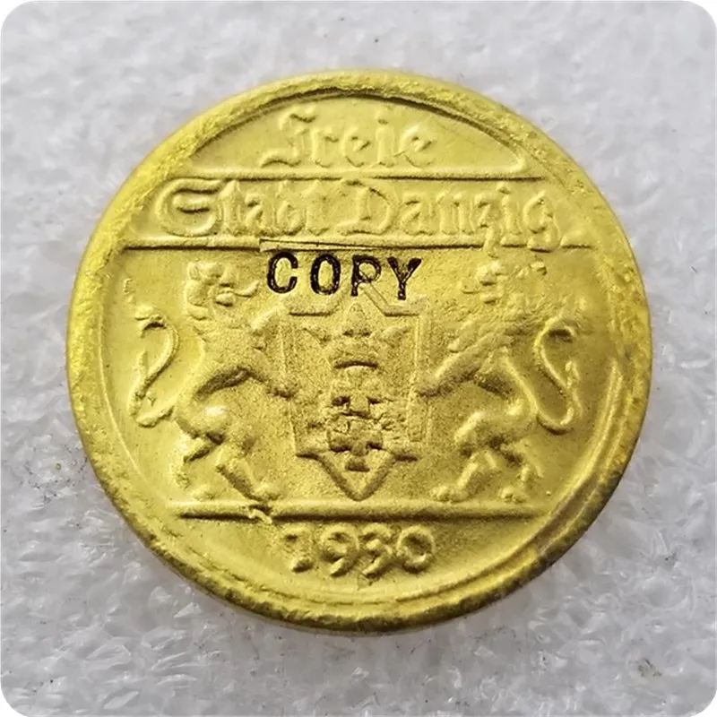 COPY REPLICA 1930 FREE CITY DANZING / GDANSK / 25 GULDEN GOLD COIN COPY