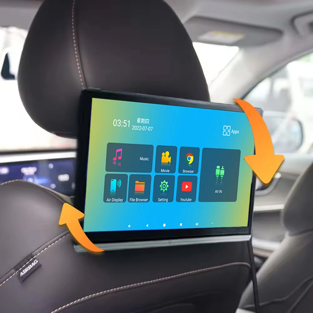 جديد 14 بوصة شاشة تلفزيون ذكي المقعد الخلفي مشغل الترفيه HD IPS تدوير الشاشة 8 + 128 جيجابايت أندرويد 12 سيارة مسند الرأس تلفزيون السيارة #2