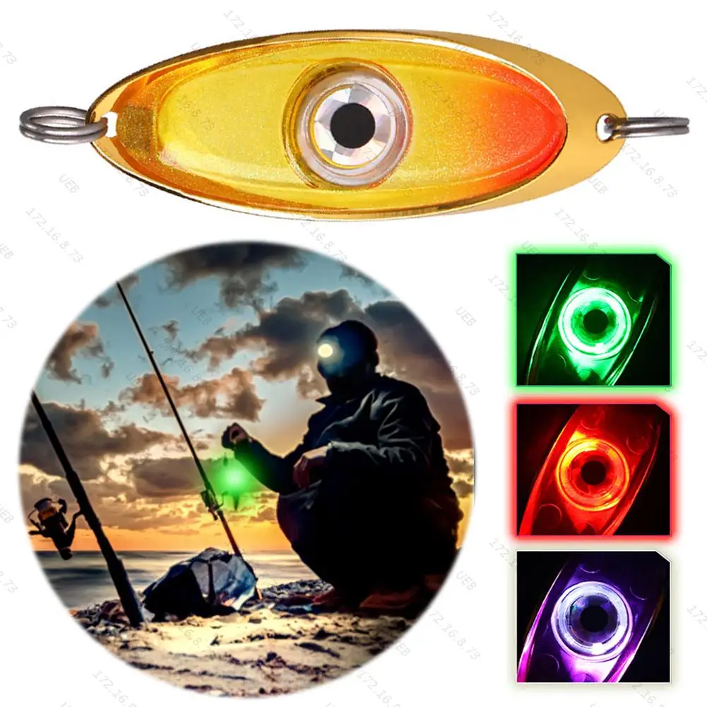 1-3PCS LED Fishing Lure Light Rotatable Underwater Eye Shape Fishing Lure Light Fishing Squid Bait Luminous Lure Attracting Fish