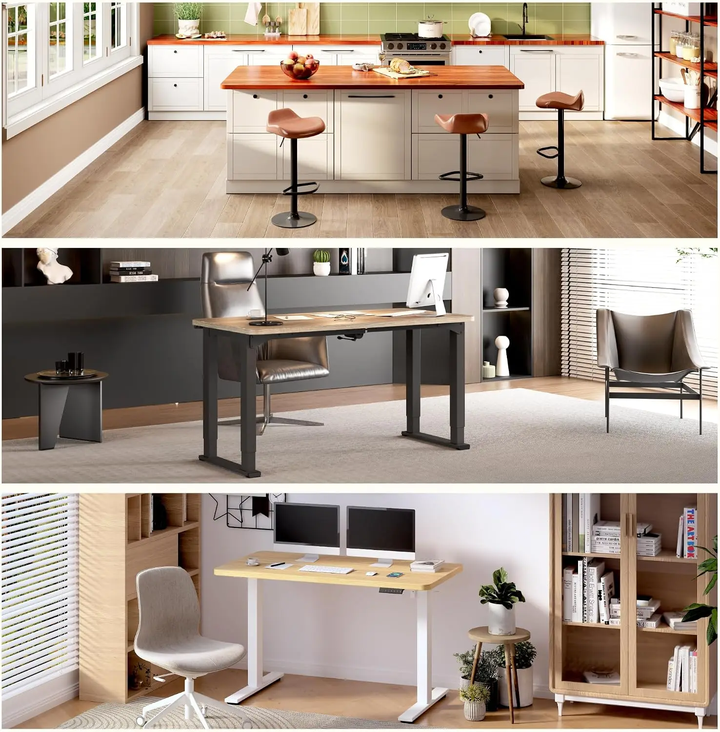 55 x 28 Inch Whole Piece Wood Countertop Board Surface, 1 Inch Thick Desktop Slab Surface For Height Adjustable Standing Desk Frame, Heavy Duty Office Workbench Tabletop Furniture, Maple