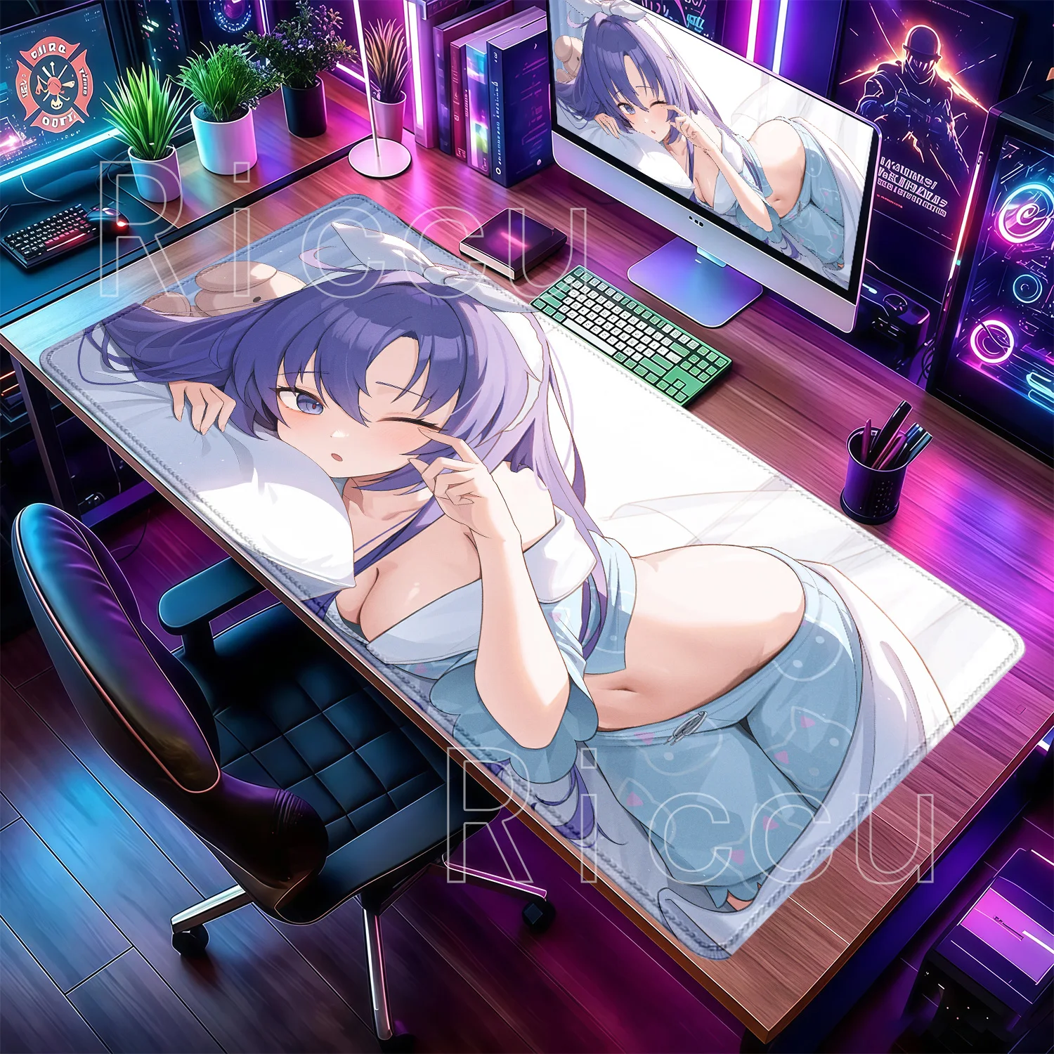 Mouse Pad Hayase Yuuka Blue Archive BA Overlock PC Gaming Keyboard XXL Mousepad Office Accessories Non-slip HD Printing Desk Mat