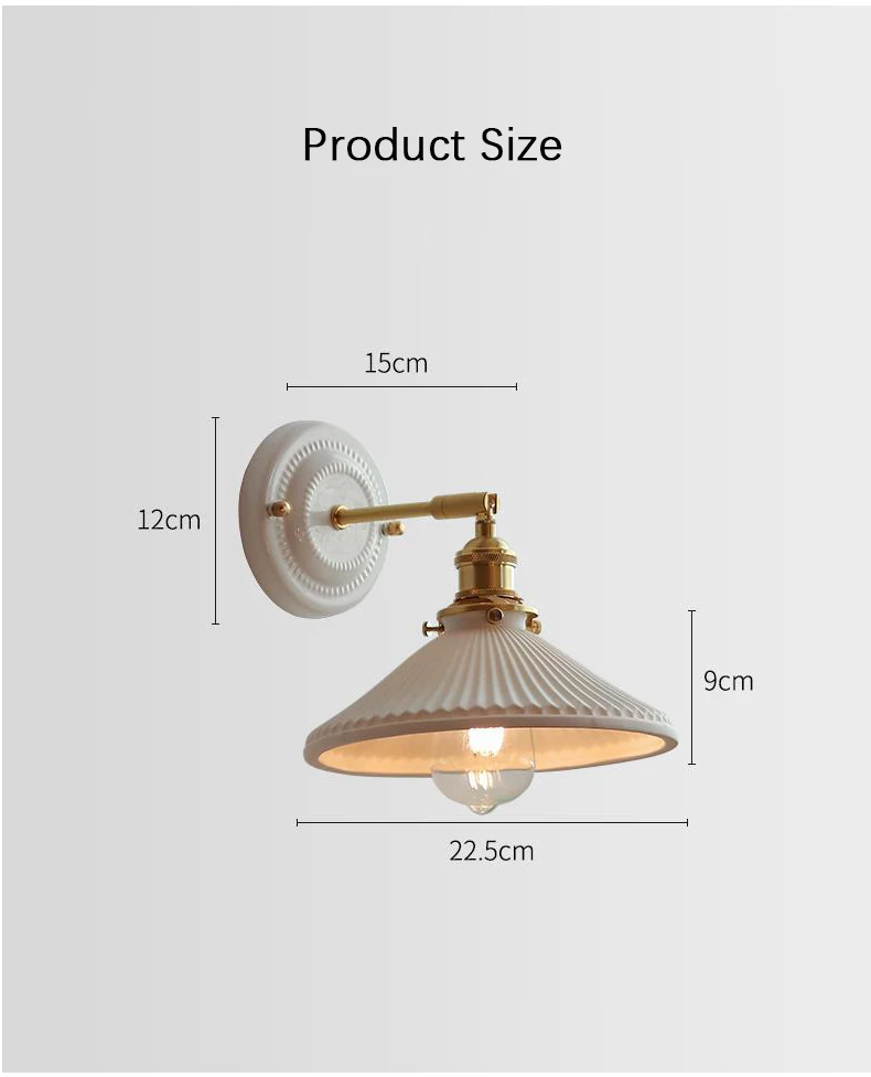 Nordic Wall Lamp White Ceramic Lampshade Bedside Lamp Bedroom Living Room Bathroom Mirror Light French Retro Home Decor Wandlamp