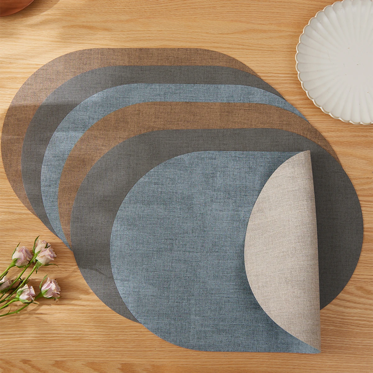 

4/6/12pcs,Double-layer Leather Placemats,Dining Table Waterproof Non-Slip Table Mat,Heat Insulation Leather Place Mats Set