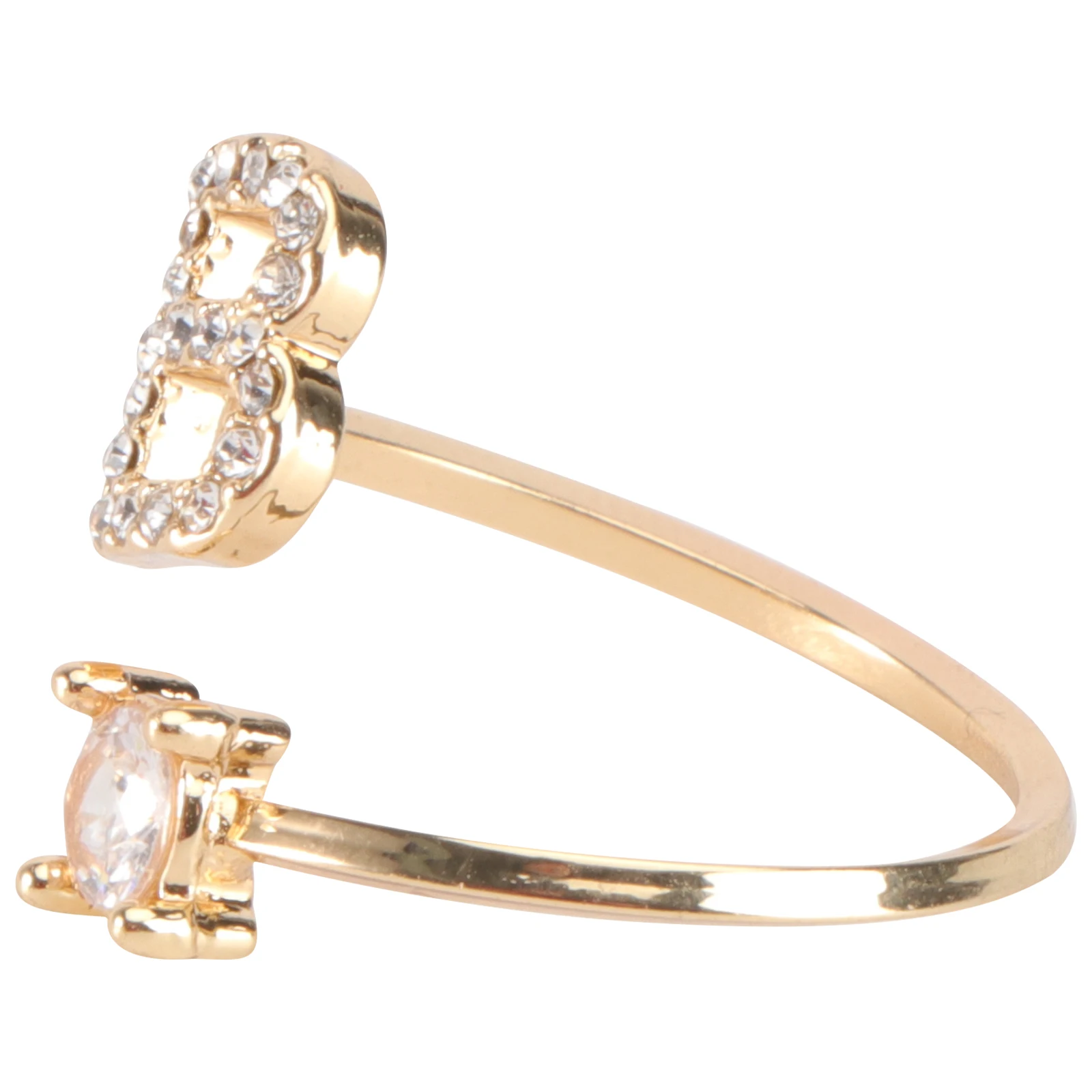 

1Pcs Adjustable Open Ring Golden Rhinestone Inlaid Finger Ring Fashion Jewelry Chic Creative Style for Engagement Festival Party