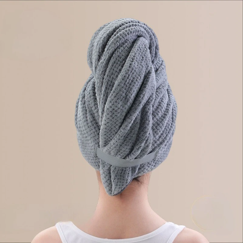 1 قطعة منشفة الشعر ستوكات اضافية كبيرة التفاف سريعة الجافة منشفة الشعر التفاف مع شريط مرن منشفة شعر ناعمة فائقة الامتصاص عمامة #2