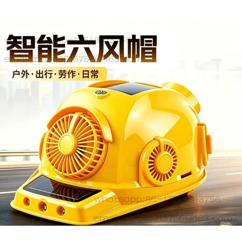 Solar fan cap Large wind long battery life cap Built-in Bluetooth construction site sun protection Outdoor cooling