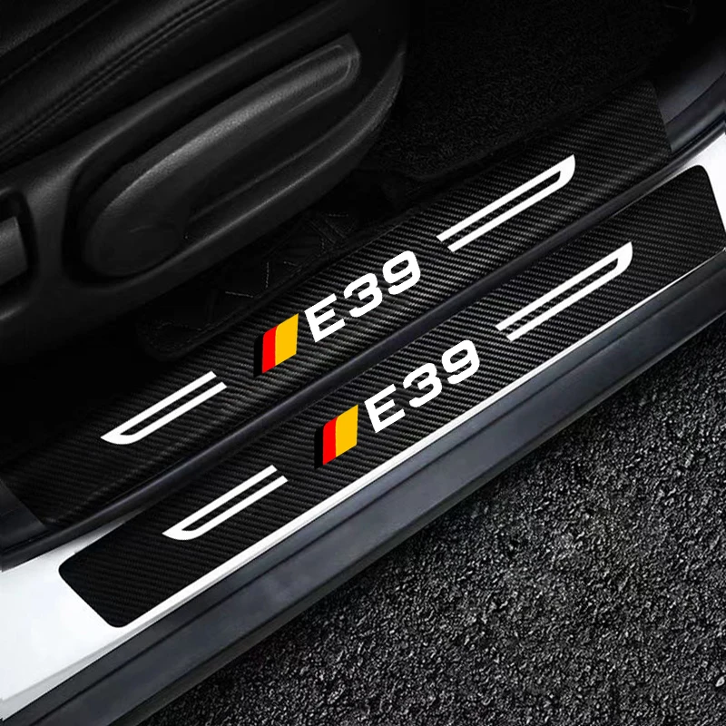 Carbon Fiber Threshold Scuff Plate Decorative Sticker for BMW 5 Series E39 Logo Car Door Sill Protect Anti Scratch Decals Strip