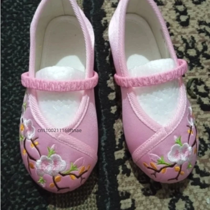 أحذية رقص للأطفال، أحذية رقص مسطحة، أحذية مطرزة على الطراز العرقي التقليدي القديم، تستخدم لعروض الرقص