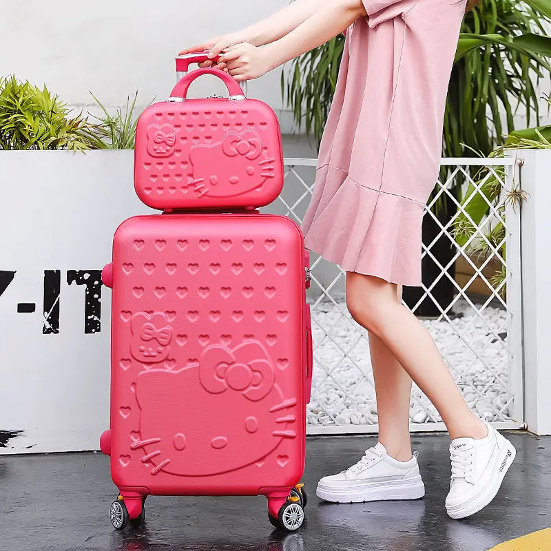 Sanrioed Hello Kitty 20-Inch 24 Inch Trolley Case Suitcase Anime Kawaii Mother Box Mute Universal Wheel with Lock Student Travel