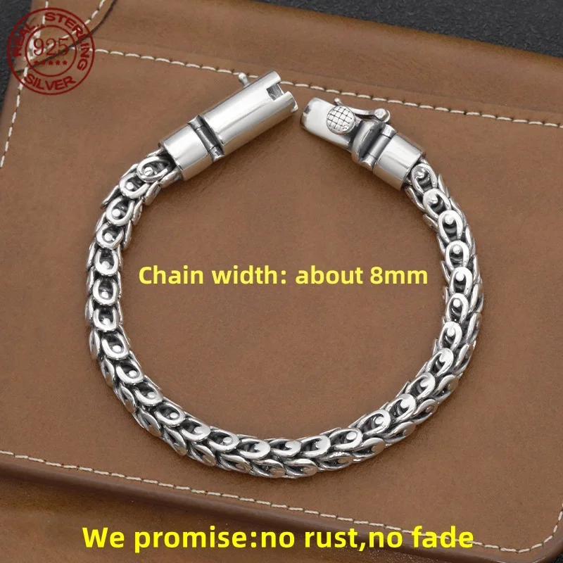 Factory Price Solid S925 Sterling Silver Handmade Retro Domineering Style personality Keel Man and Woman Bracelets