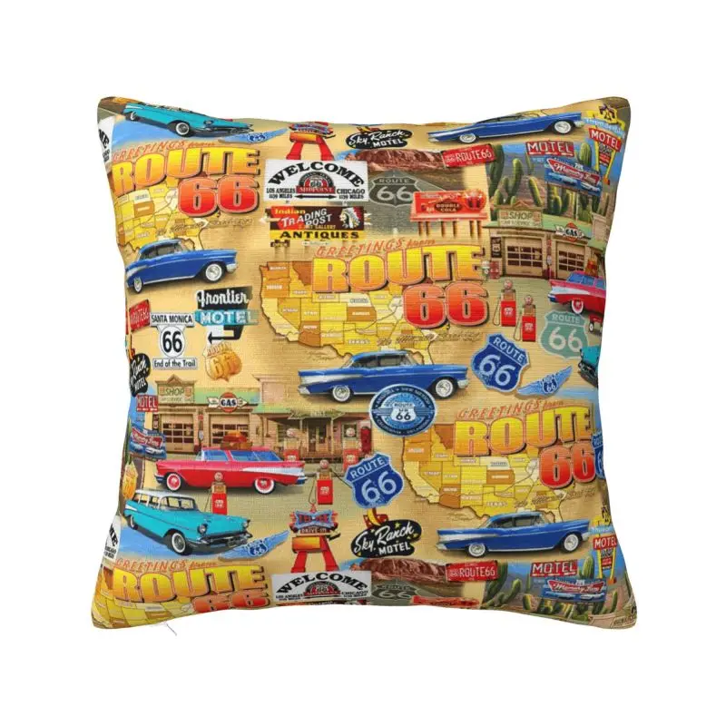 Nordic Ride The Route 66 Cushion Cover Biker Motorcycle Mother Road Throw Pillow Case Home Decorative Bedding Sofa Pillowslip