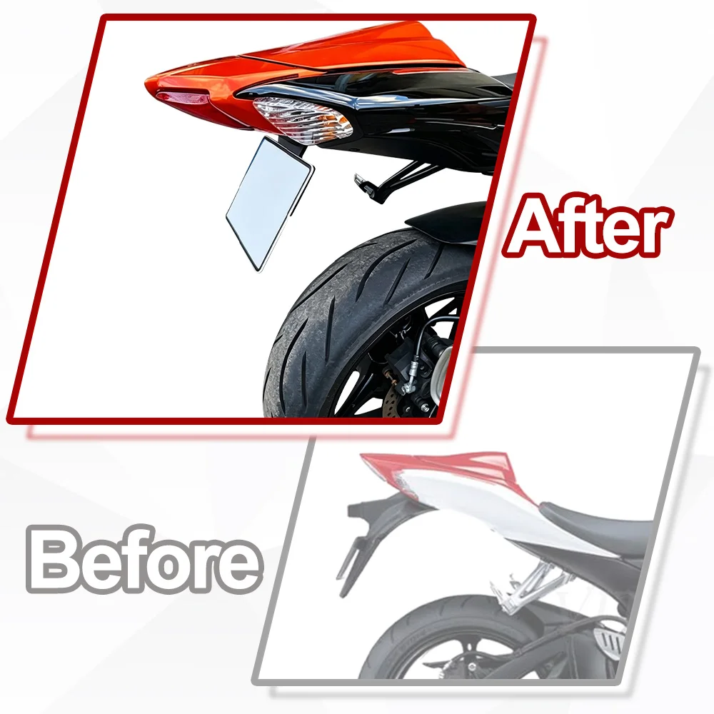 Rear Tail Tidy Fender Eliminator Kit Fit For Suzuki GSXR 600 750 GSX-R600 GSX-R750 K6 K8 2006-2010 License Plate Holder Bracket view 6