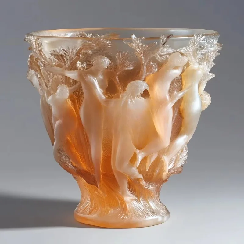 Hand carved crystal glass, wine glass vase, art deco design, wedding and bar mitzvah, desktop home decoration