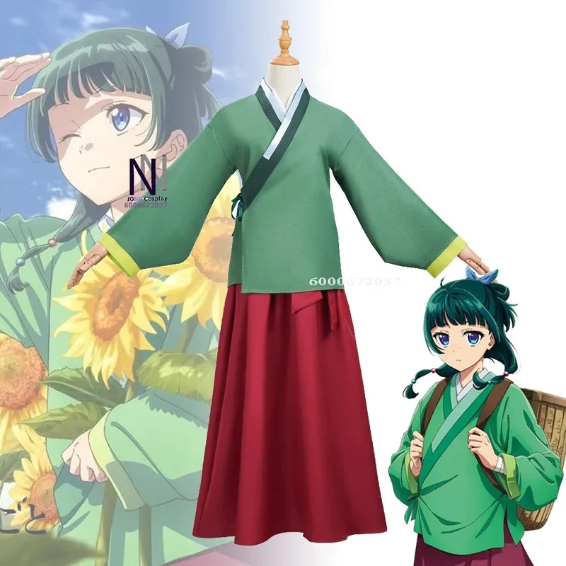 

Maomao Cosplay Costume Wig Anime The Apothecary Diaries Dress Skirt Green Top Kusuriya No Hitorigoto Halloween for Women