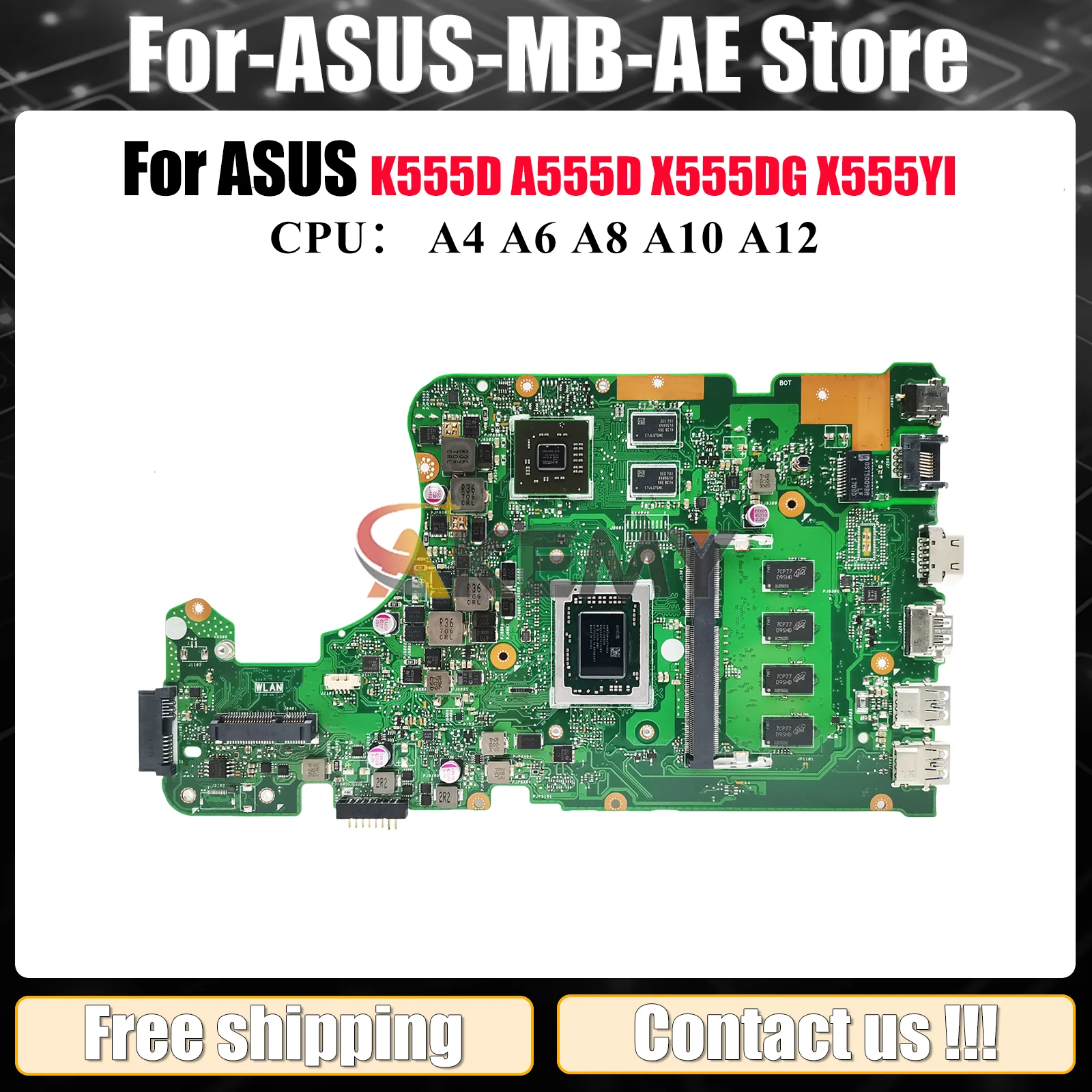 

X555DG Материнская плата для ноутбука ASUS VivoBook X555YI X555D X555YA A555D X555DG K555D Материнская плата для ноутбука с процессором A4 A6 A8 A10 A12