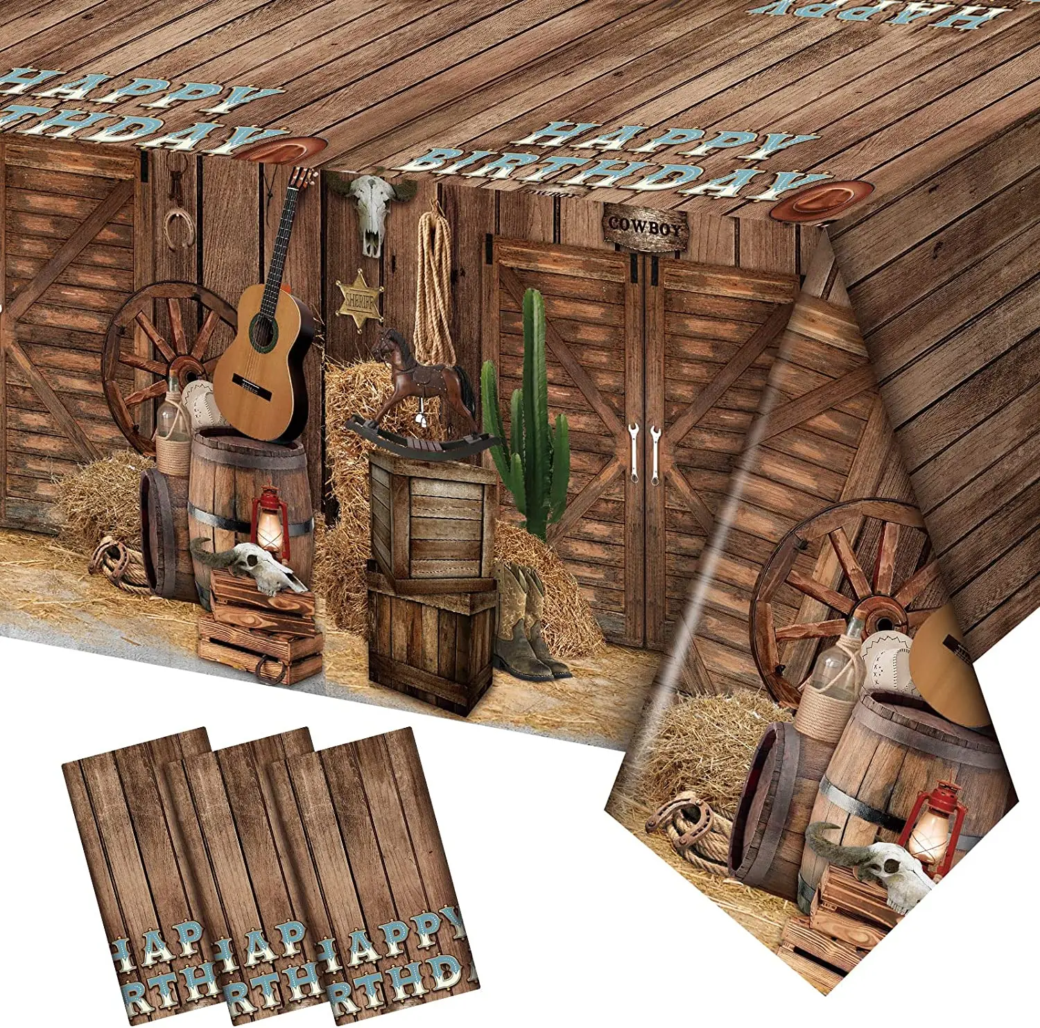 Tovaglie occidentali decorazioni per feste da Cowboy copritavolo di compleanno Wild West buon compleanno tovaglia plastica Western Table Clot