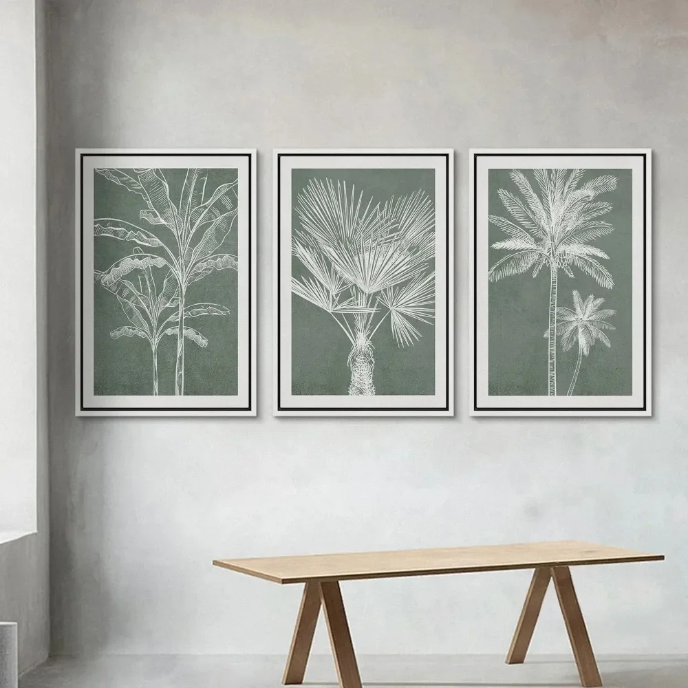 (No frame)Modern Minimalist Botanical Canvas Print Wall Art Tropical Palm Tree Banana Leaf Poster Pictures Living Room Home D