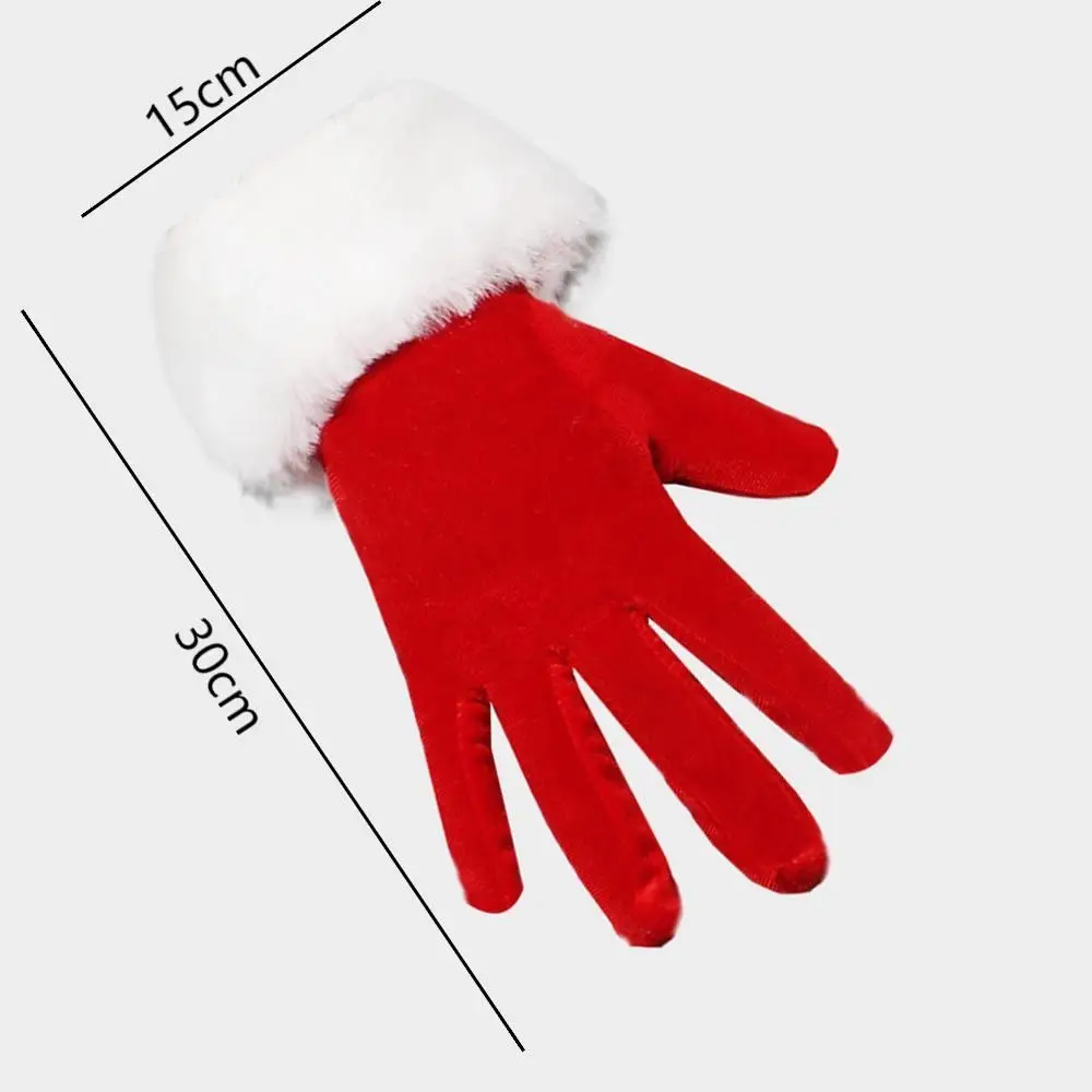 Modische Weihnachtsmann-Handschuhe aus weißem Fell, verdickte pelzige Wollhandschuhe, winddicht, kurze Weihnachtshandschuhe, festlich