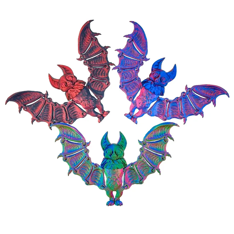 3D Printed Bats Figures Toys Multi-joint Model Ornament Realistic Animal Decorations Relieving Desktop Novelty Toy Kids Gifts