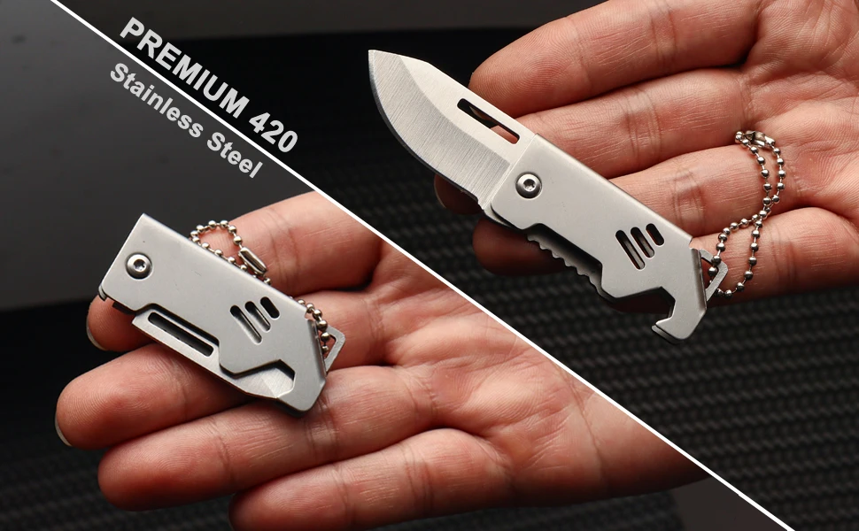 Mini Tragbares Edelstahl-Outdoor-EDC-Werkzeug Schlüsselanhänger, das perfekte Geschenk für Männer zum Öffnen von Paketen und für den täglichen Gebrauch. – Detail 1