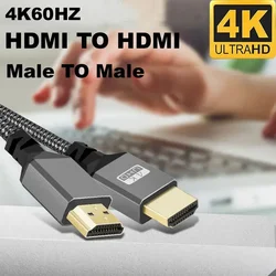 Nylon Braid HD 4K@60HZ Compatible V2.0 HDMI TO HDMI Extension Male Plug Cable For Monitor Camera DV PS2 3 4 1M/1.5M/2M/3M/5M/10m