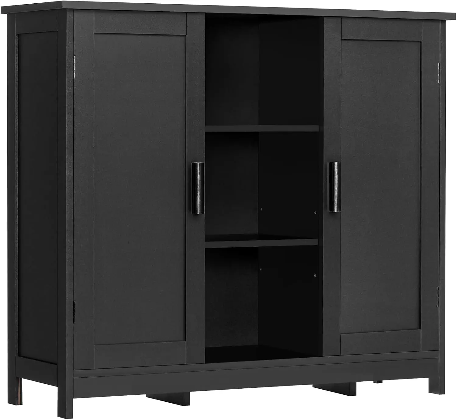 

2-Door Storage Cabinet with 4 Shelves, Bathroom Cupboard for Living Room, Home Office, Entryway in Black