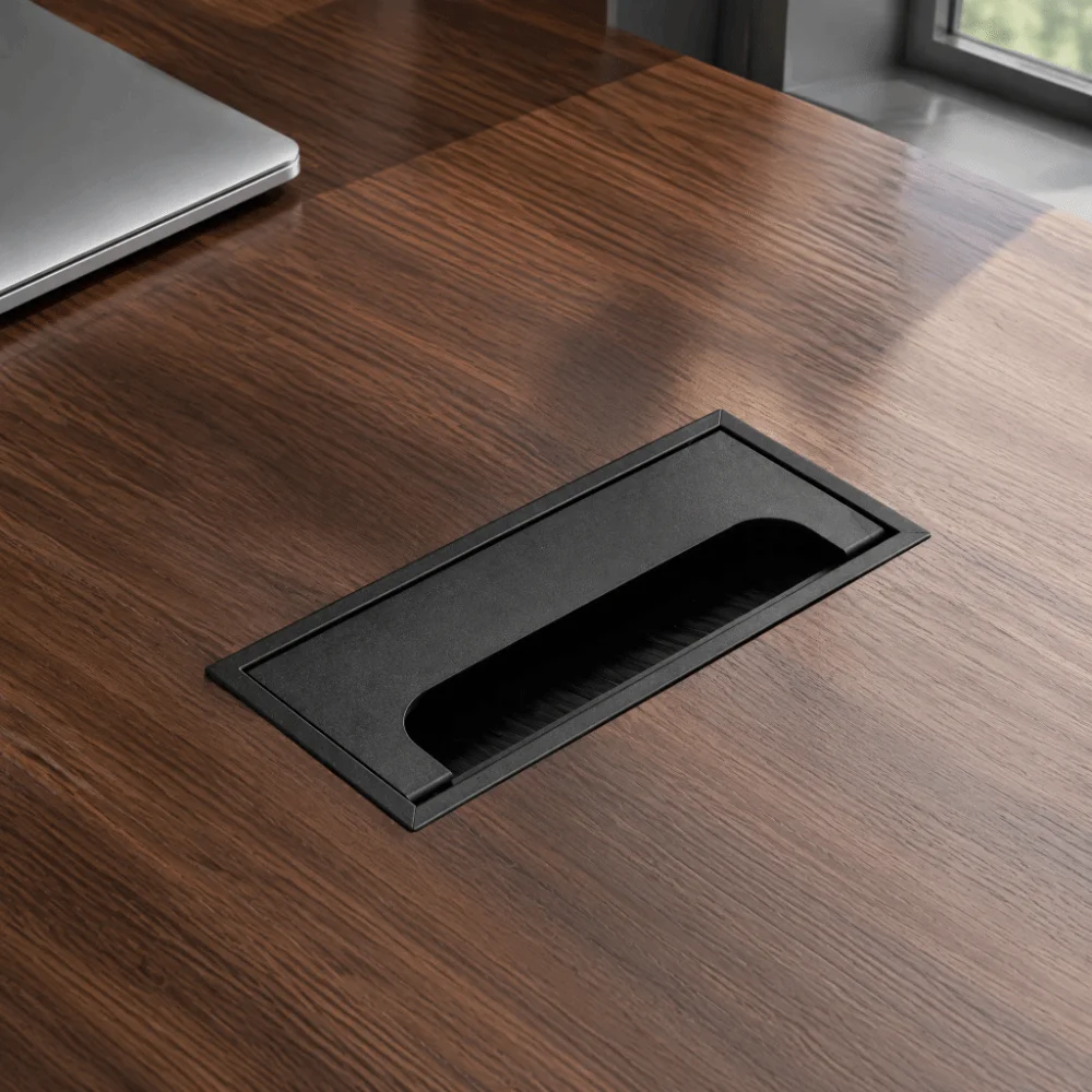 new Aluminum Alloy Wire Hole Cover Rectangular Black Color Cable Hole Cover Dustproof Desk Cord Hole Cover Computer Desk