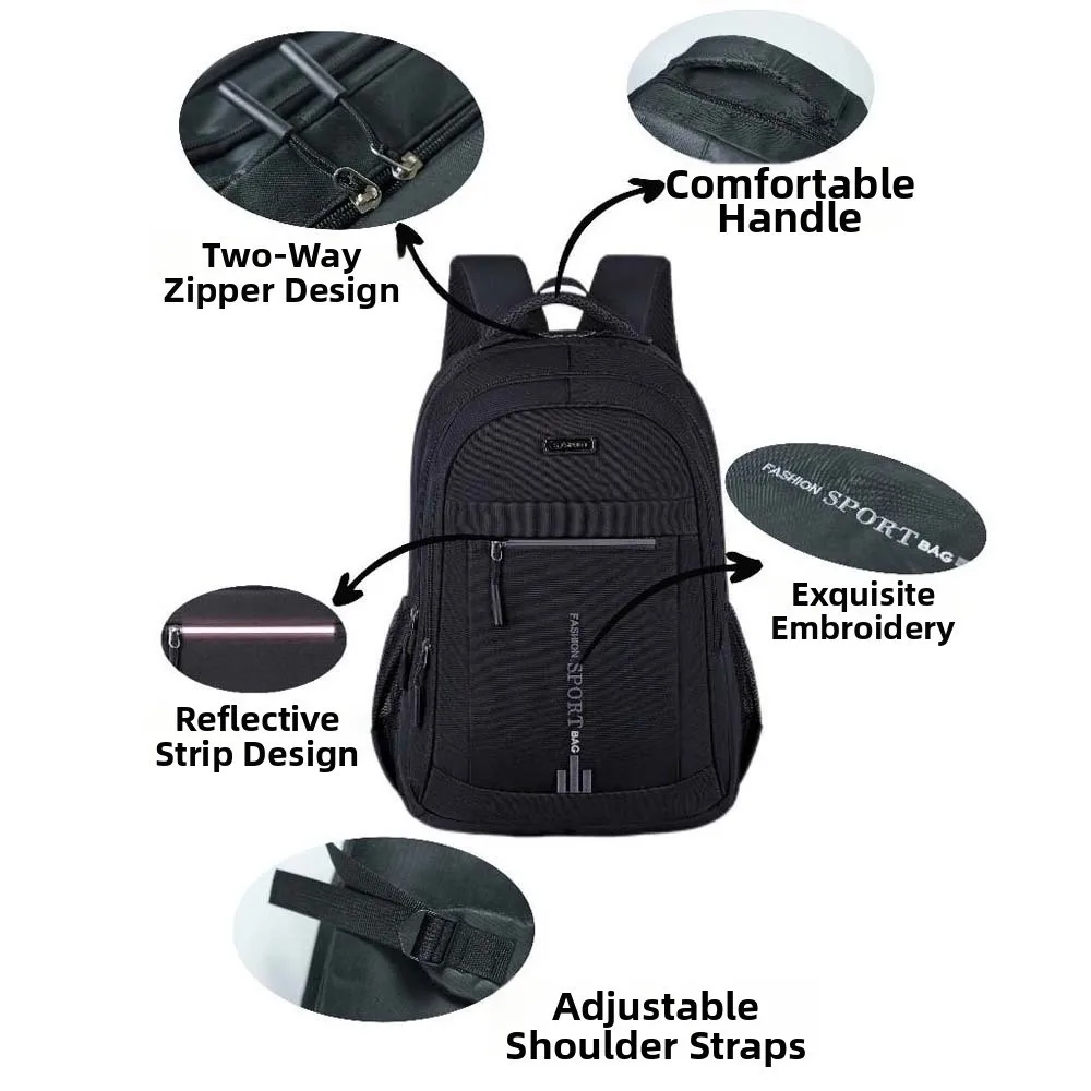 Oxford Cloth Students Daypack Scratch Prevention Anti-splash Water Large Capacity School Bag Fixed Webbing Contrast Color