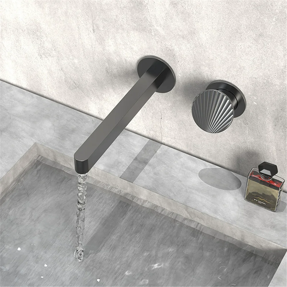 

Tuqiu Brushed Rose Gold Basin Faucet In-Wall Bathroom Faucet Black Faucet Hot and Cold Bathroom Sink Tap Basin Mixer Tap Set