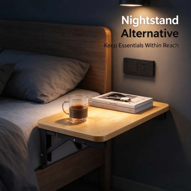 Stocking Stuffers Foldable Space-Saving Small Bedside Table, Lightweight Portable Side Storage Cabinet for Bedroom Dorm Apartmen