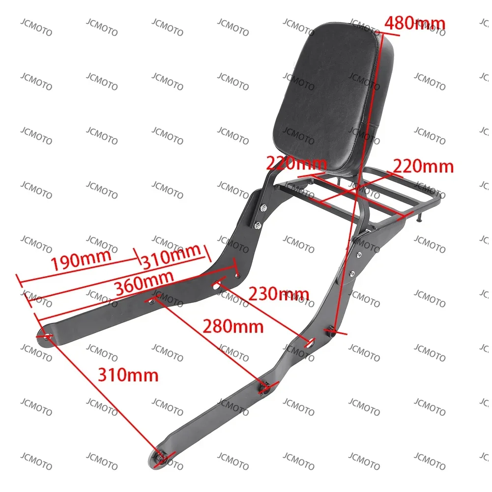 

For Honda Shadow Aero 750 2004 2005 2006 2007 2008 2009 2010 2011 2012 Motrocycle Detachable Backrest Sissy Bar w/ Luggage Rack
