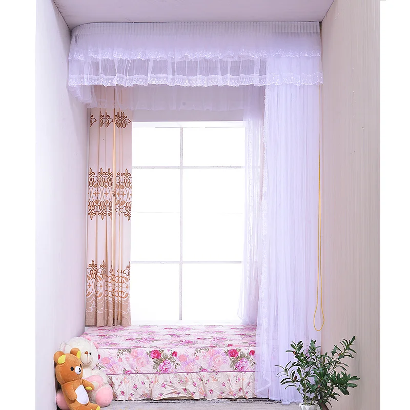 Custom Made Pull Curtain Ceiling Track U-Shaped Large Tatami Multi-Functional Leather Bed High Mosquito Net