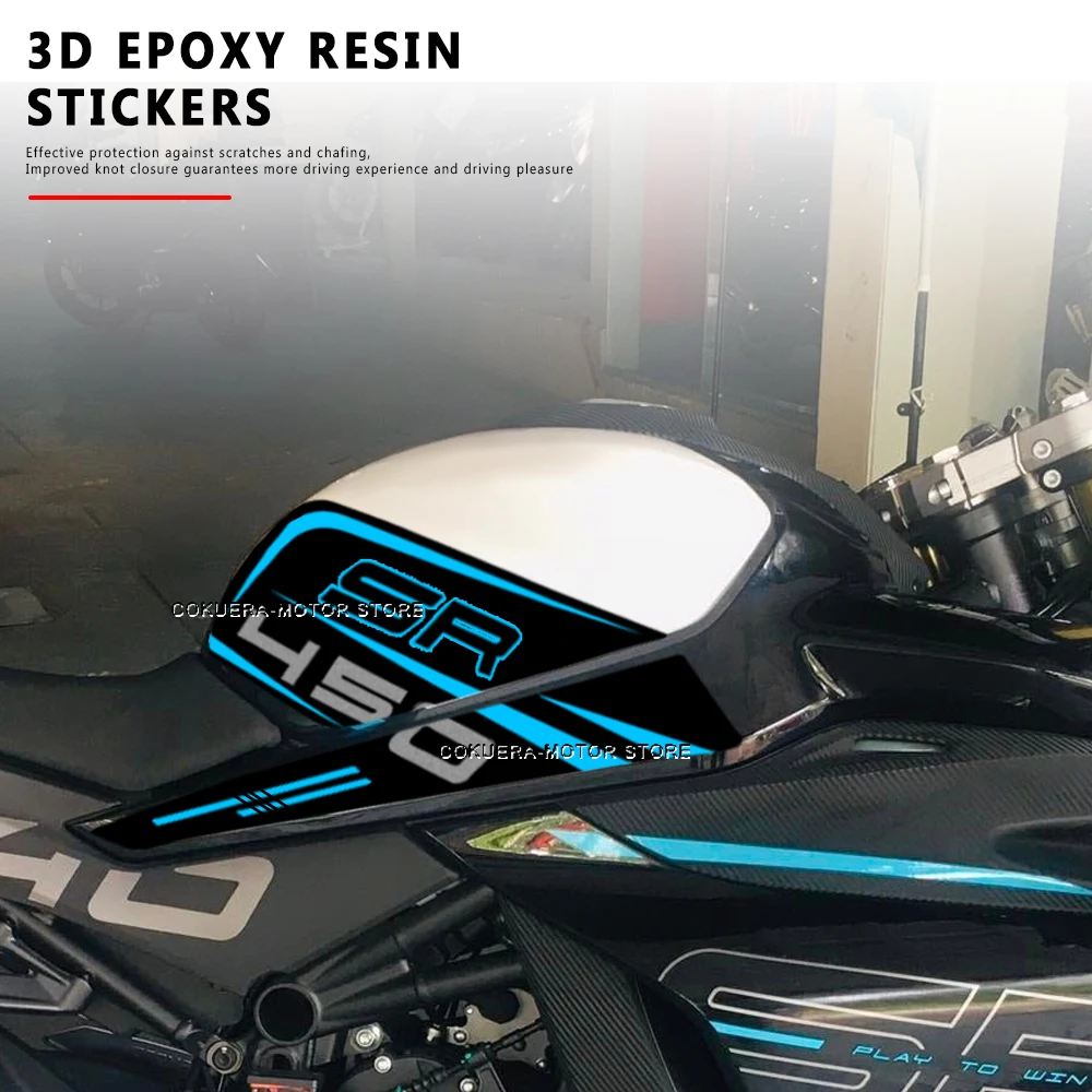 For CFMOTO 450 SR Motorcycle Accessories 3D Epoxy Resin Stickers Tank Pad Protection Fuel Tank Pad Stickers