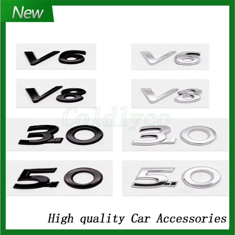 3D ABS V6 V8 3.0 5.0 Car Letter Emblem Badge Fender Rear Trunk Sticker For Jaguar F-TYPE E-PACE F-PACE XE XF XJL 20T 25T 30T 35T